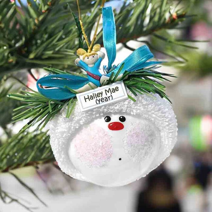 Gymnast-Christmas-Ornament-Aqua-Leotard-Embellishment-Townsend-Gifts-Gymnastics-Fan-Holiday-Decoration