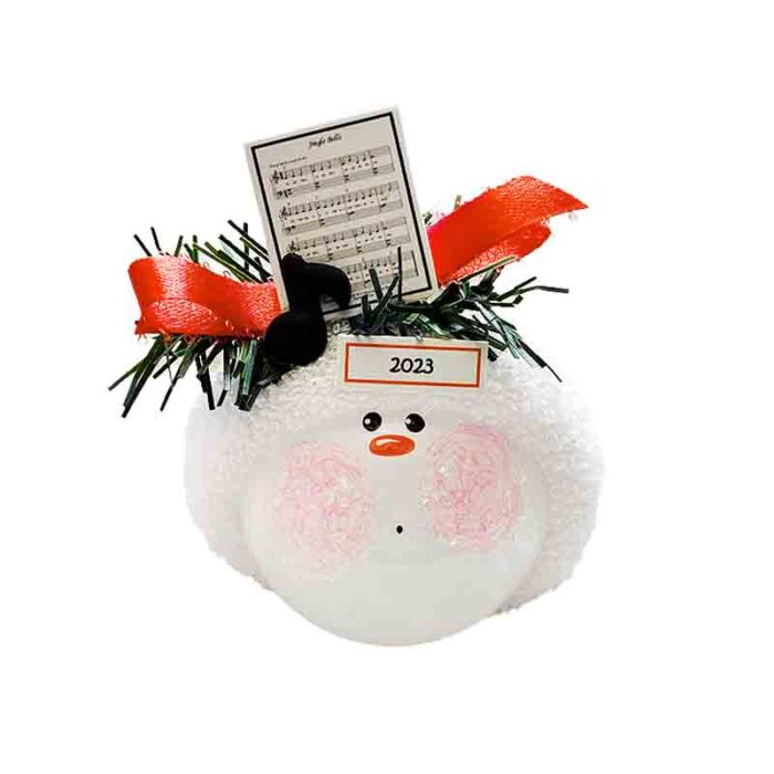 A charming Musical Christmas Ornament featuring a mini sheet of "Jingle Bells" piano music, hand-painted and perfect for music enthusiasts