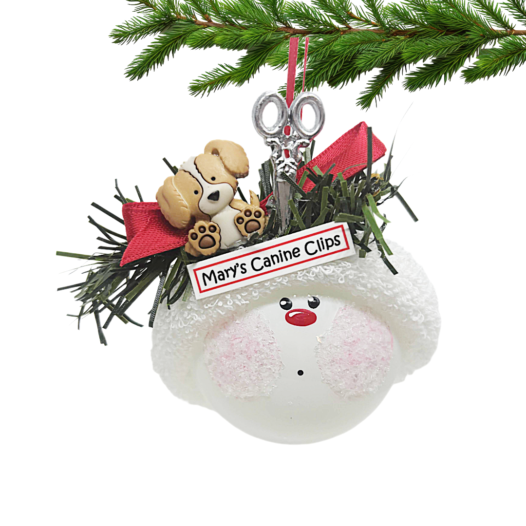 Dog Groomer Christmas Gift Ornaments with Scissors and Dog Embellishments