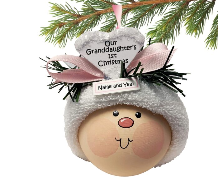Our Granddaughter's First 1st Christmas Gift Ornaments White Heart