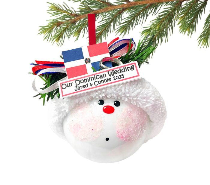 Dominican Republic Wedding Ornament with Flag