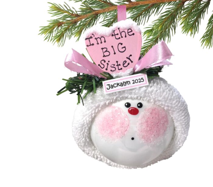Big Sister Gift Ornaments Pink Wood Heart Townsend Custom Gifts SAMPLE