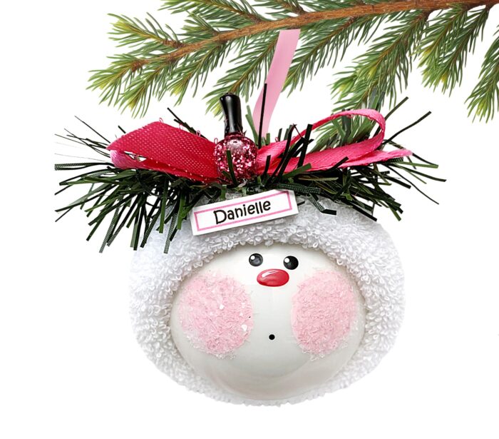 Nail Tech Christmas Ornaments Glitter PINK Polish Townsend Custom Gifts