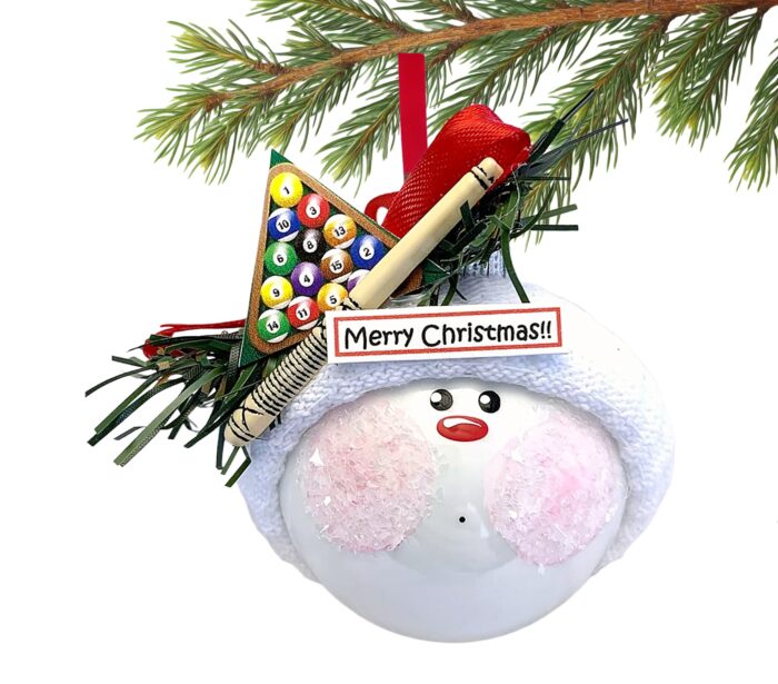 Pool Player Gift Ornaments Billiards Cue Stick Rack of Balls