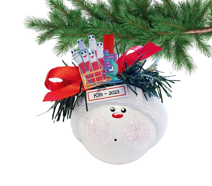 Scientist Christmas Ornaments Laboratory Blood Vials Microscope
