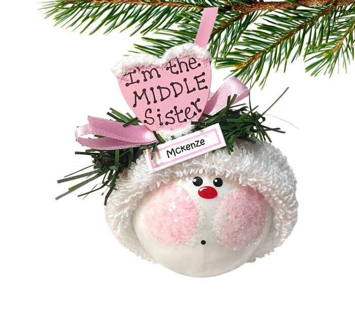 Middle Sister Brother Gift Ornaments Wood Heart Townsend Custom Gifts