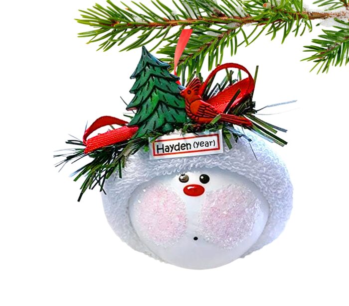 Red Cardinal Christmas Ornament with  Evergreen Tree and Cardinal