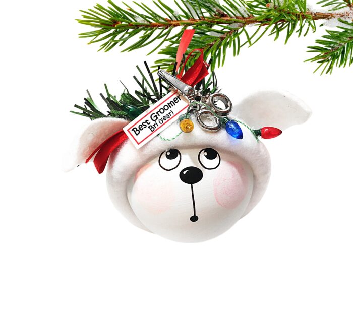White Dog Groomer Christmas Ornaments