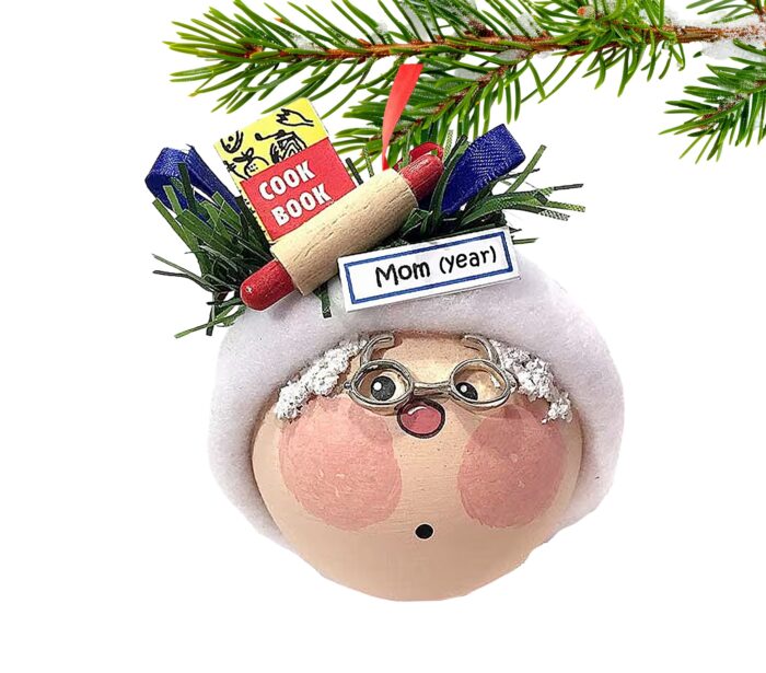 Grandma Christmas Ornaments Mrs. Claus Baking Cookbook Rolling Pin Townsend Custom Gifts