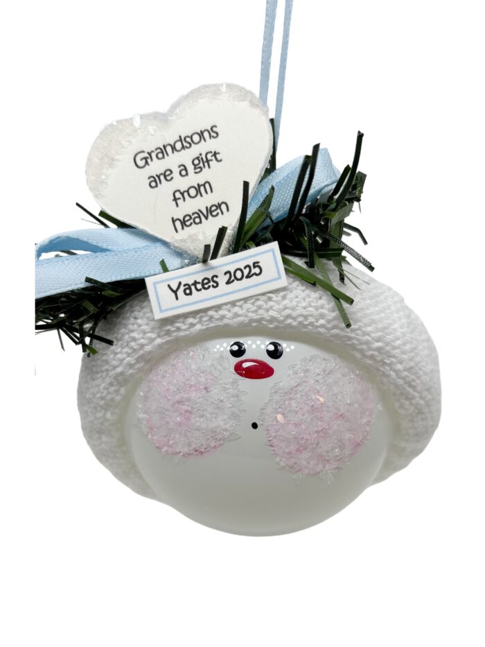 Grandson Gift from Heaven Christmas Ornaments White Heart