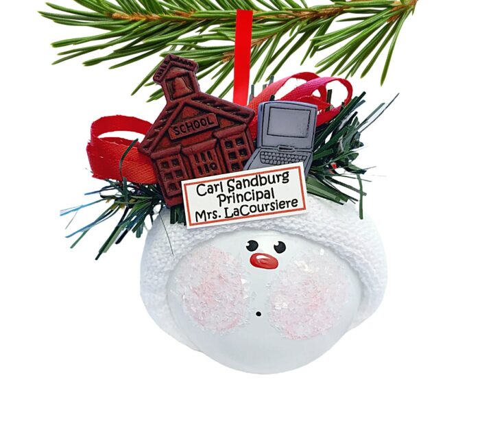 School Principal Christmas Ornament with School Computer and Laptop