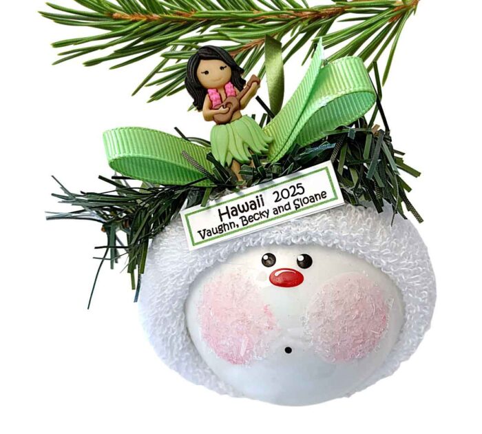 Hawaii Vacation Ornament: Souvenir Gift- Hula Dancer and Ukulele