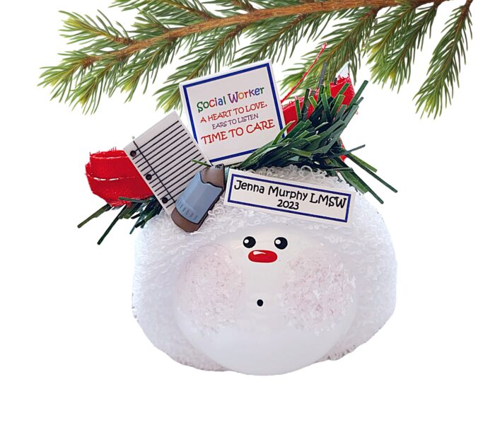 Social Worker Sign with Paper and Pencil Ornament