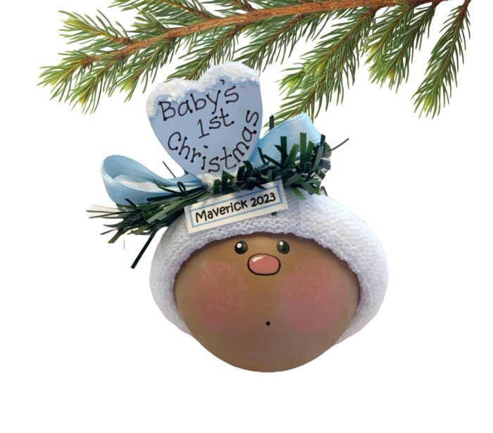 African American Baby's 1st Christmas Ornaments Wood Heart Townsend Custom Gifts Baby Girl SAMPLE - Image 3