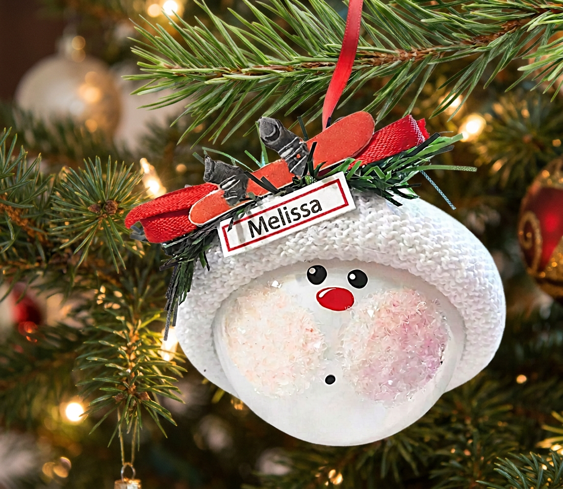 snowboarding christmas ornament