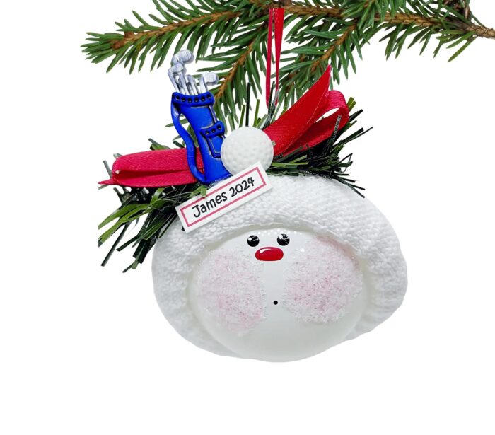Golfer Christmas Gift Ornaments Club  and Ball On Tee