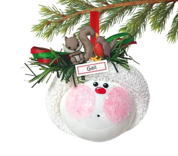 Garden Ornament with Squirrel and Red Robin