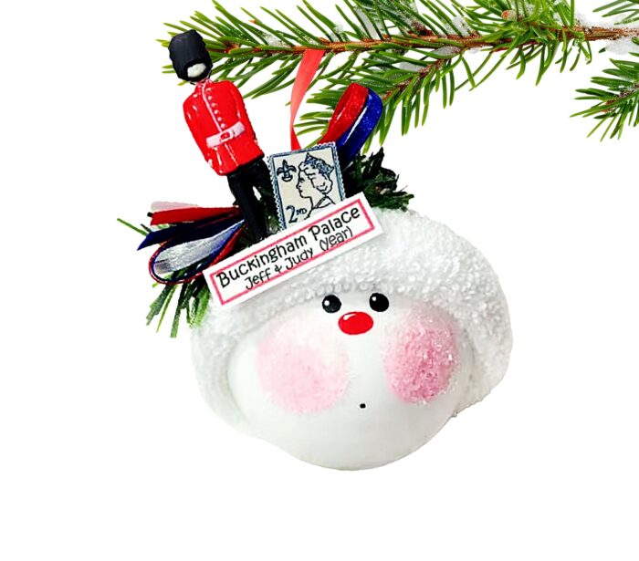 London England Souvenir Gift Christmas Ornaments King's Guard & Queen's Stamp