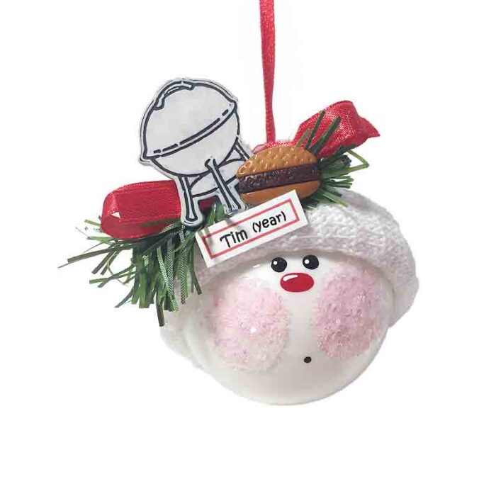 A mouthwatering Grilling Christmas Ornament featuring a mini grill and hamburger embellishments. Perfect for BBQ enthusiasts and outdoor cooking aficionados. Adds a sizzle of grilling joy to your holiday festivities.