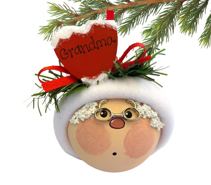 Grandma Christmas Gift Ornaments Mrs. Claus Personalized Red Wood Heart Townsend Custom Gifts SAMPLE   W207