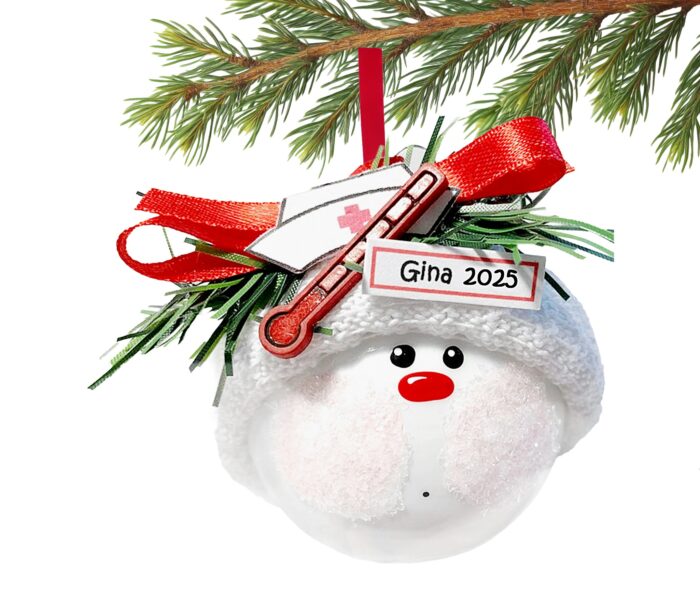 Nurse Christmas Gift Ornaments Thermometer Cap Personalized by Townsend Custom Gifts