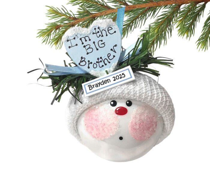 Big Brother Christmas Gift Ornaments Blue Wood Heart Townsend Custom Gifts SAMPLE