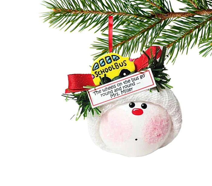 School Christmas Ornament- Yellow Bus Elementary Bus Driver