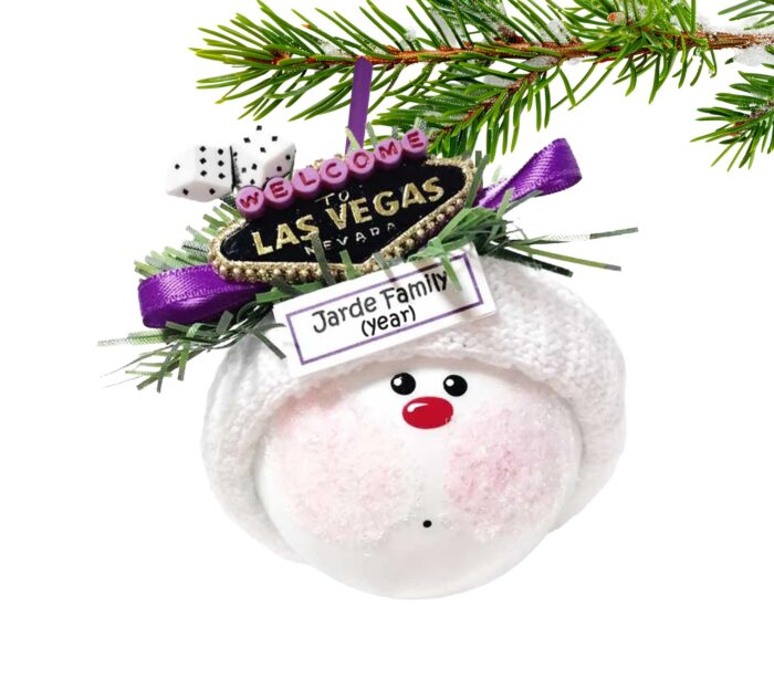 Las Vegas Souvenir Christmas Gift Ornament Purple Ribbon