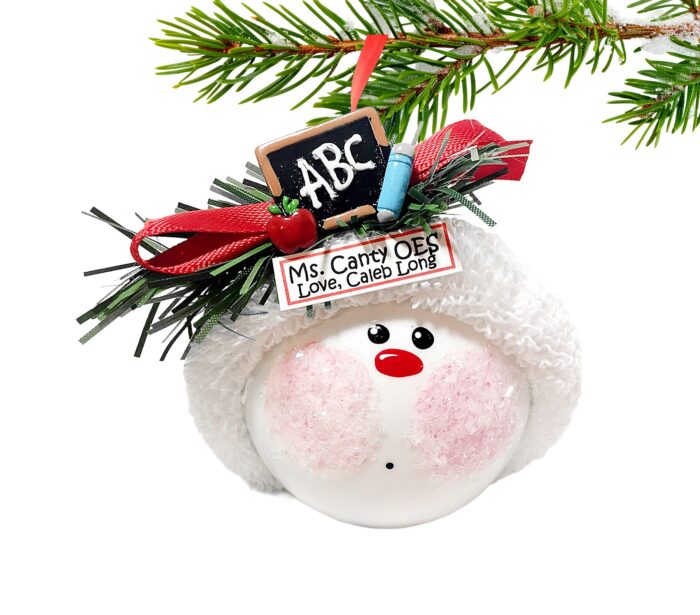 Teacher Gift Christmas Ornaments Chalkboard With Apple & Pencil Personalized by Townsend Custom Gifts
