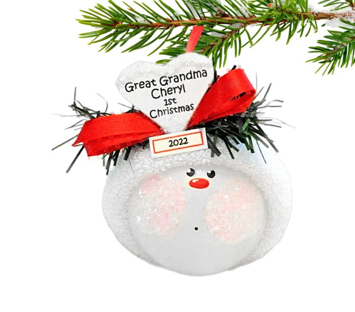 Great Grandma's Grandpa's 1st Christmas Gift Ornament Personalized White Heart by Townsend Custom Gifts SAMPLE